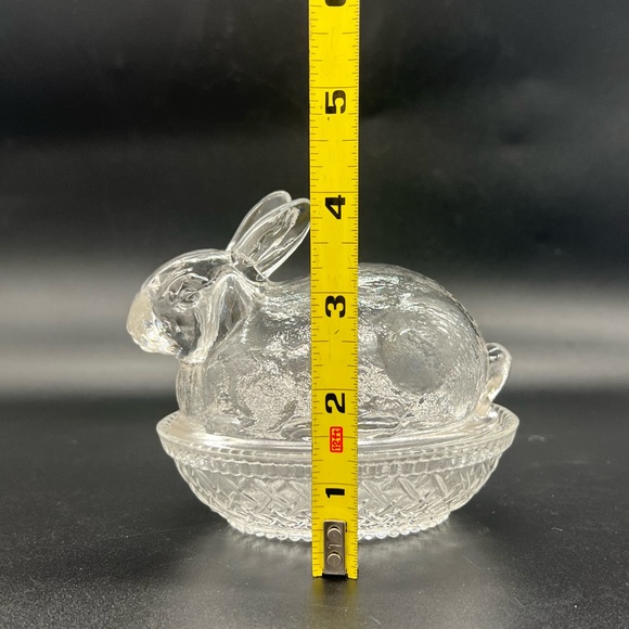 Vintage Imperial Lenox Glass Bunny Rabbit On Basket Candy Trinket Dish Box Lid - Picture 11 of 13